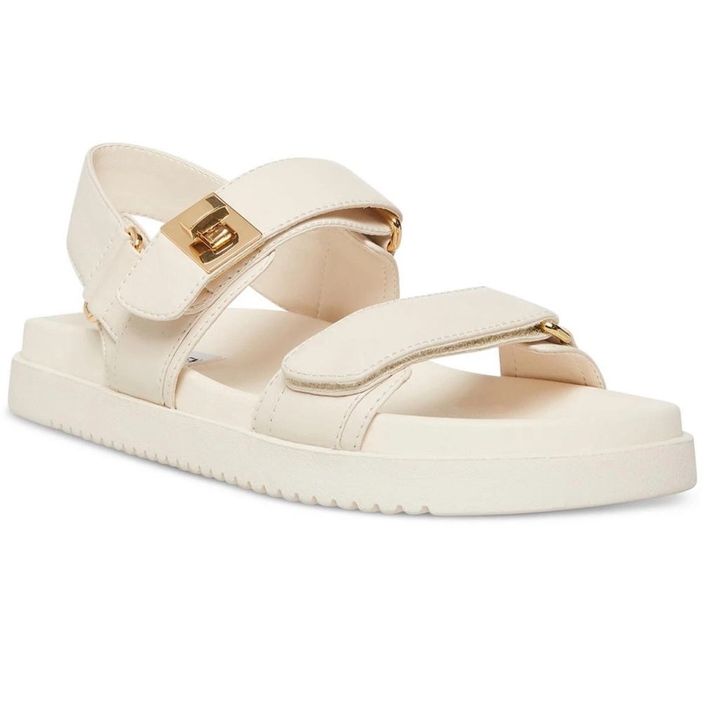 Steve Madden Womens Mona Ivory Slingback Leather Sandals Size 8 Medium